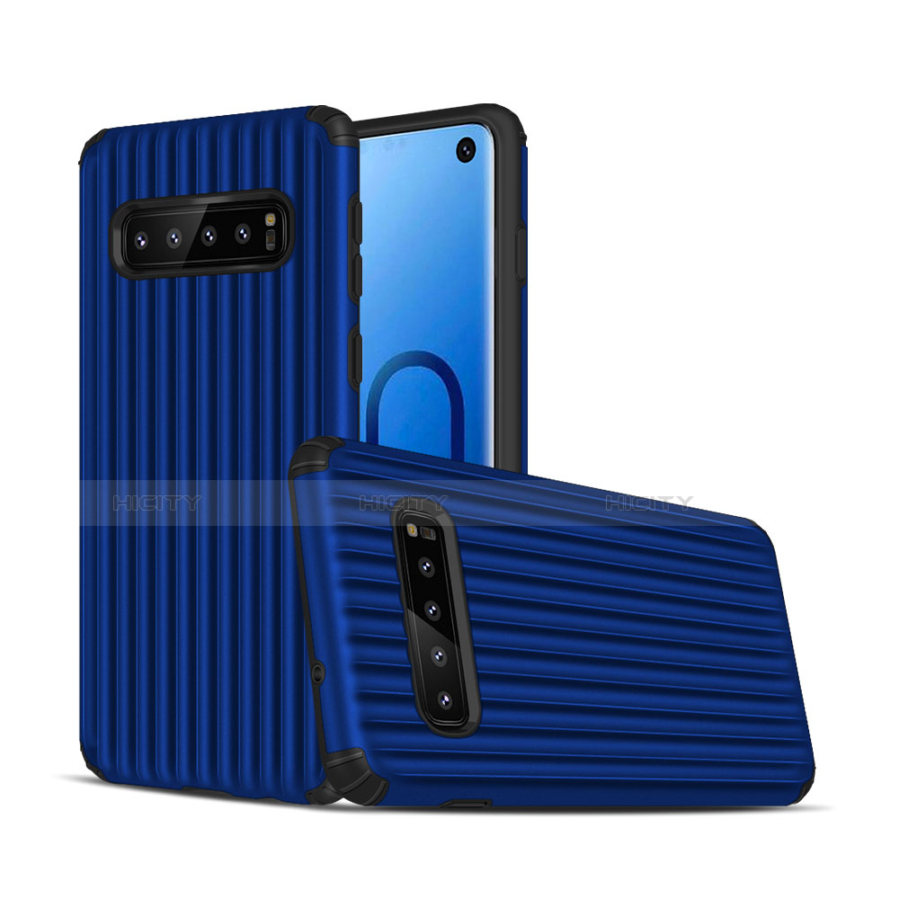 Silikon Hülle Handyhülle und Kunststoff Schutzhülle Tasche U01 für Samsung Galaxy S10 5G Blau Plus