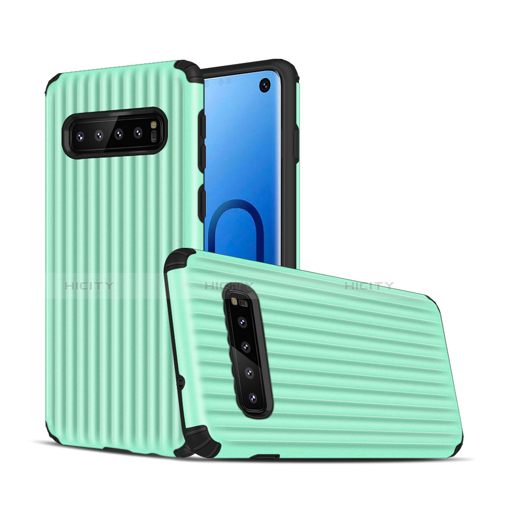 Silikon Hülle Handyhülle und Kunststoff Schutzhülle Tasche U01 für Samsung Galaxy S10 5G Grün Plus