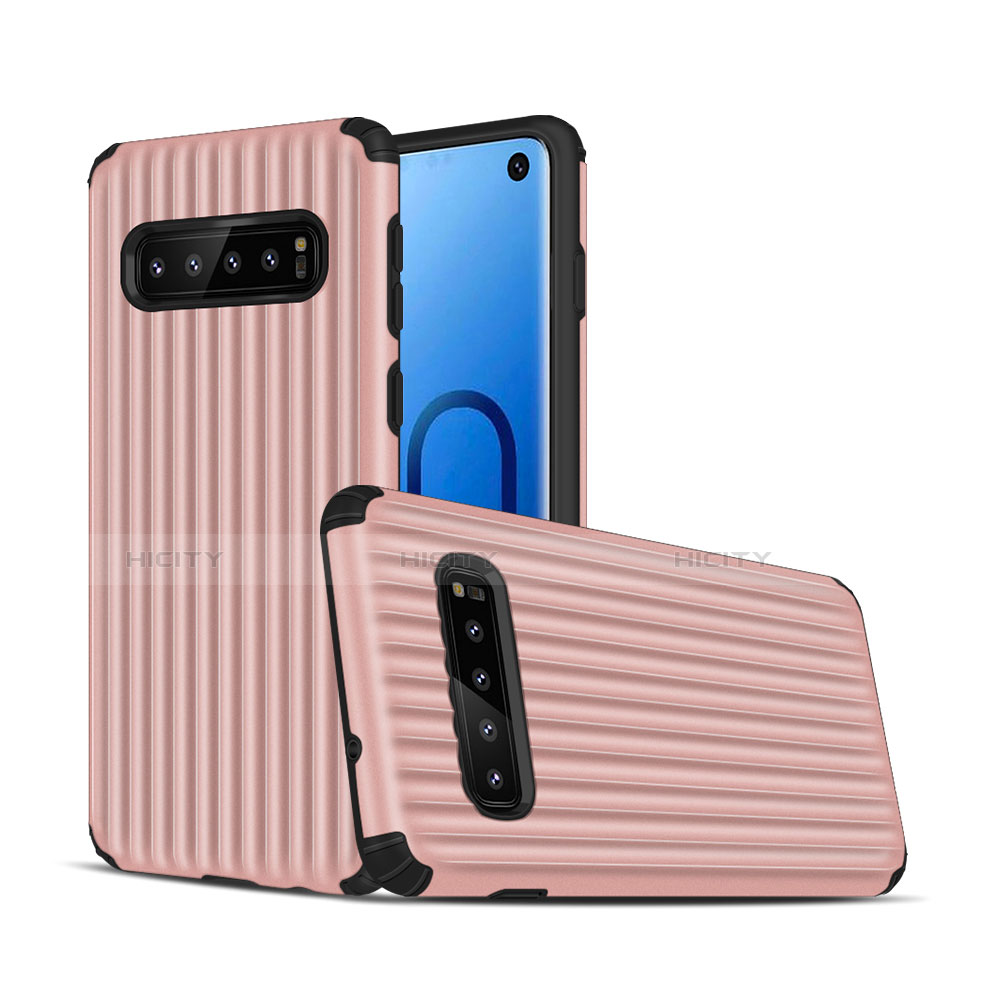 Silikon Hülle Handyhülle und Kunststoff Schutzhülle Tasche U01 für Samsung Galaxy S10 5G Rosegold Plus