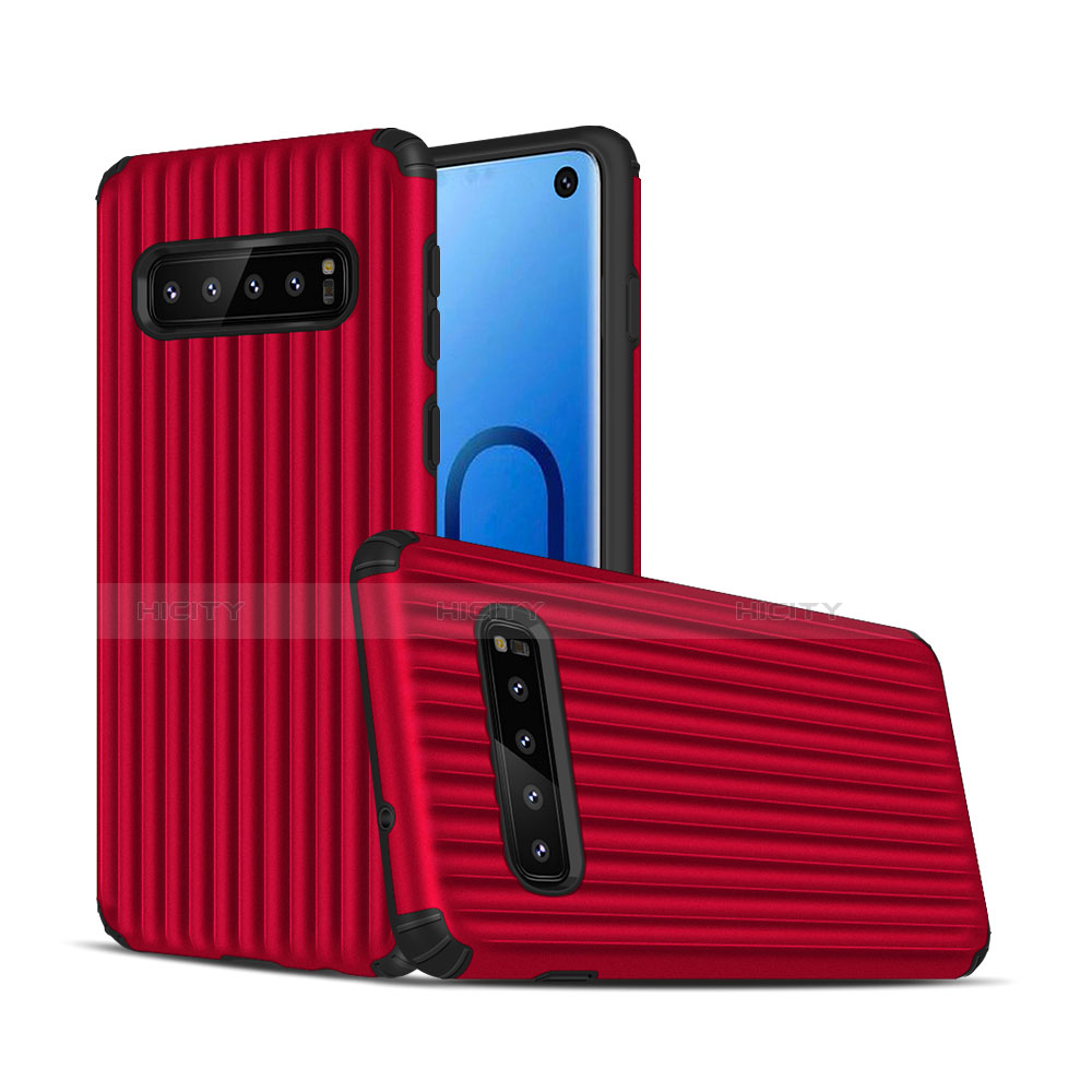 Silikon Hülle Handyhülle und Kunststoff Schutzhülle Tasche U01 für Samsung Galaxy S10 5G Rot Plus