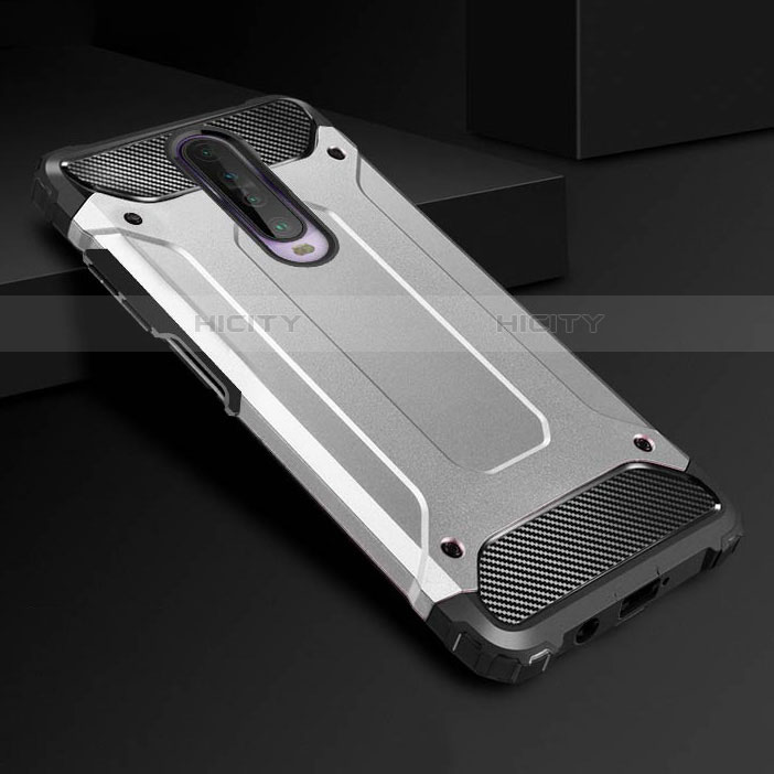 Silikon Hülle Handyhülle und Kunststoff Schutzhülle Tasche U01 für Xiaomi Poco X2 Silber