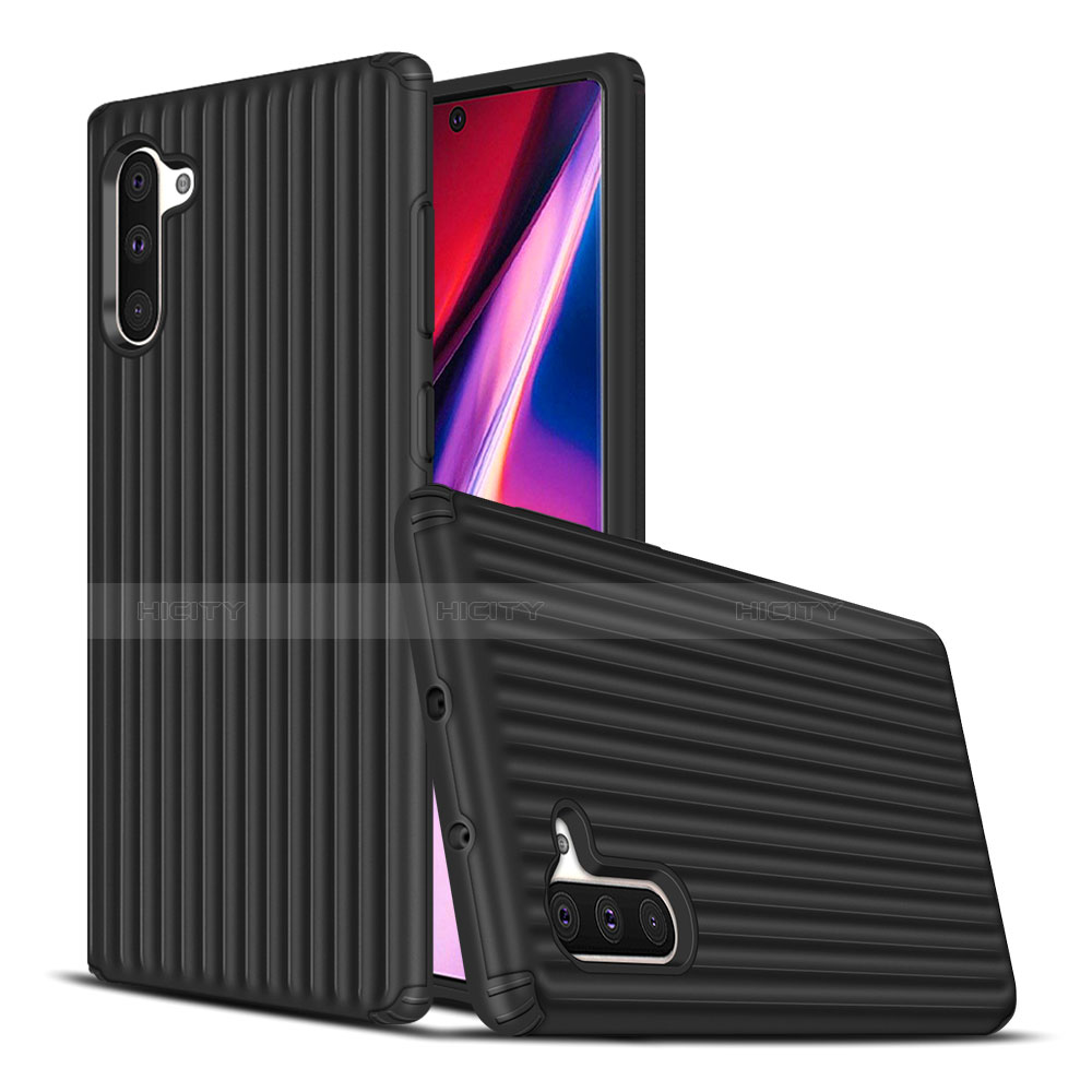 Silikon Hülle Handyhülle und Kunststoff Schutzhülle Tasche U02 für Samsung Galaxy Note 10 Schwarz