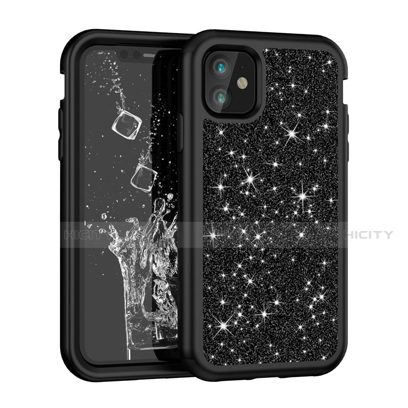 Silikon Hülle Handyhülle und Kunststoff Schutzhülle Tasche Vorder und Rückseite 360 Grad Bling-Bling für Apple iPhone 11 Schwarz