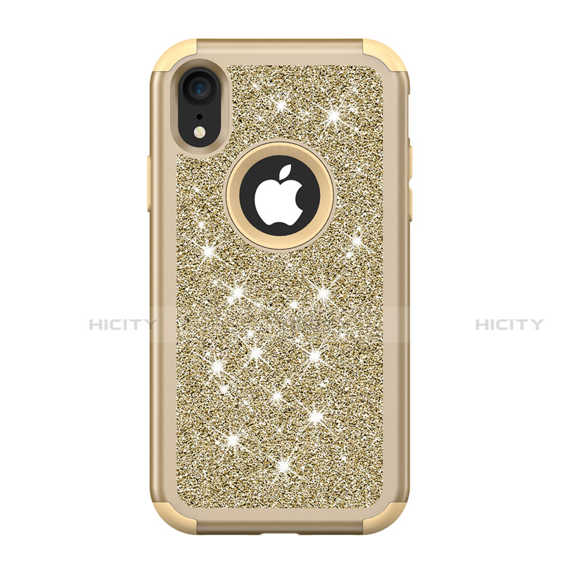 Silikon Hülle Handyhülle und Kunststoff Schutzhülle Tasche Vorder und Rückseite 360 Grad Bling-Bling für Apple iPhone XR Plusfarbig