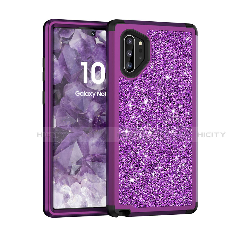 Silikon Hülle Handyhülle und Kunststoff Schutzhülle Tasche Vorder und Rückseite 360 Grad Bling-Bling für Samsung Galaxy Note 10 Plus