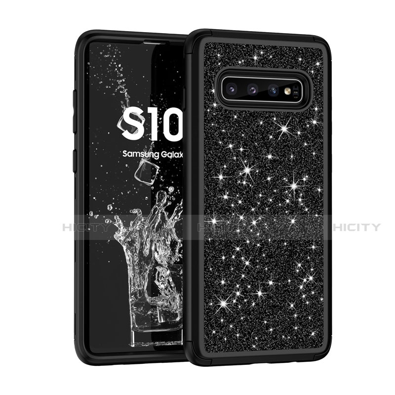 Silikon Hülle Handyhülle und Kunststoff Schutzhülle Tasche Vorder und Rückseite 360 Grad Bling-Bling für Samsung Galaxy S10 5G groß