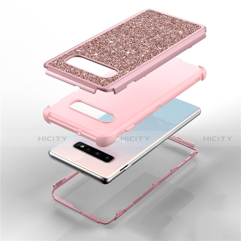 Silikon Hülle Handyhülle und Kunststoff Schutzhülle Tasche Vorder und Rückseite 360 Grad Bling-Bling für Samsung Galaxy S10 5G groß