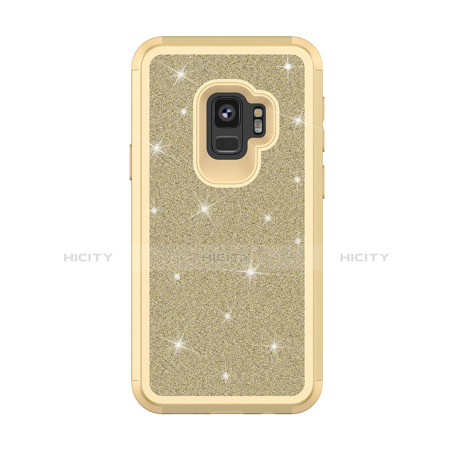 Silikon Hülle Handyhülle und Kunststoff Schutzhülle Tasche Vorder und Rückseite 360 Grad Bling-Bling für Samsung Galaxy S9 Plusfarbig