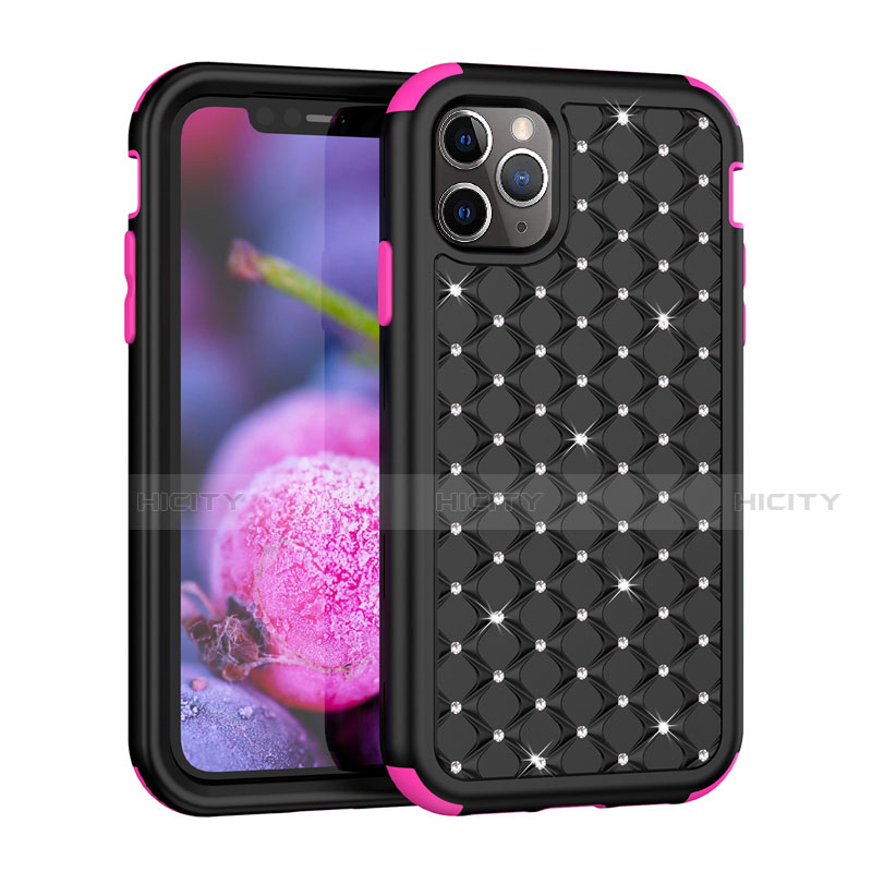 Silikon Hülle Handyhülle und Kunststoff Schutzhülle Tasche Vorder und Rückseite 360 Grad Bling-Bling U01 für Apple iPhone 11 Pro Max Rosa