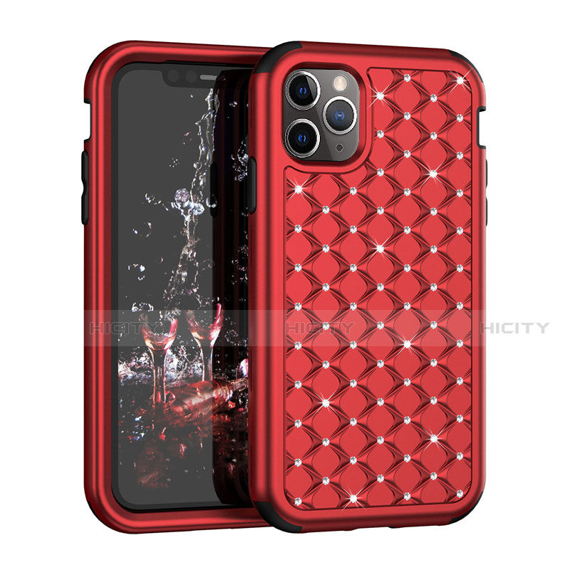 Silikon Hülle Handyhülle und Kunststoff Schutzhülle Tasche Vorder und Rückseite 360 Grad Bling-Bling U01 für Apple iPhone 11 Pro Max Rot