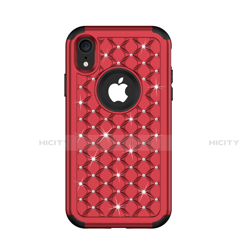 Silikon Hülle Handyhülle und Kunststoff Schutzhülle Tasche Vorder und Rückseite 360 Grad Bling-Bling U01 für Apple iPhone XR Rot