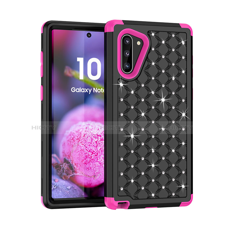 Silikon Hülle Handyhülle und Kunststoff Schutzhülle Tasche Vorder und Rückseite 360 Grad Bling-Bling U01 für Samsung Galaxy Note 10 5G Pink