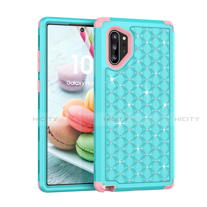 Silikon Hülle Handyhülle und Kunststoff Schutzhülle Tasche Vorder und Rückseite 360 Grad Bling-Bling U01 für Samsung Galaxy Note 10 Plus groß