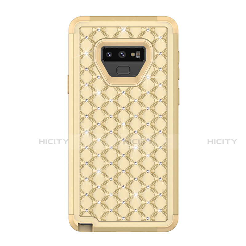 Silikon Hülle Handyhülle und Kunststoff Schutzhülle Tasche Vorder und Rückseite 360 Grad Bling-Bling U01 für Samsung Galaxy Note 9 Gold Plus