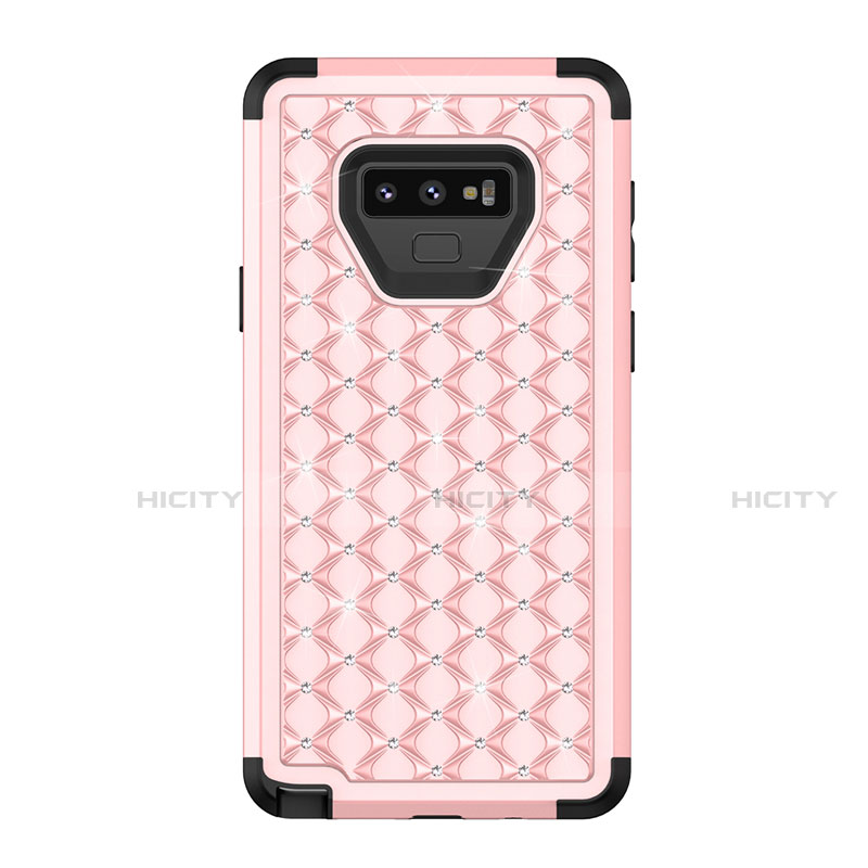 Silikon Hülle Handyhülle und Kunststoff Schutzhülle Tasche Vorder und Rückseite 360 Grad Bling-Bling U01 für Samsung Galaxy Note 9 Rosa