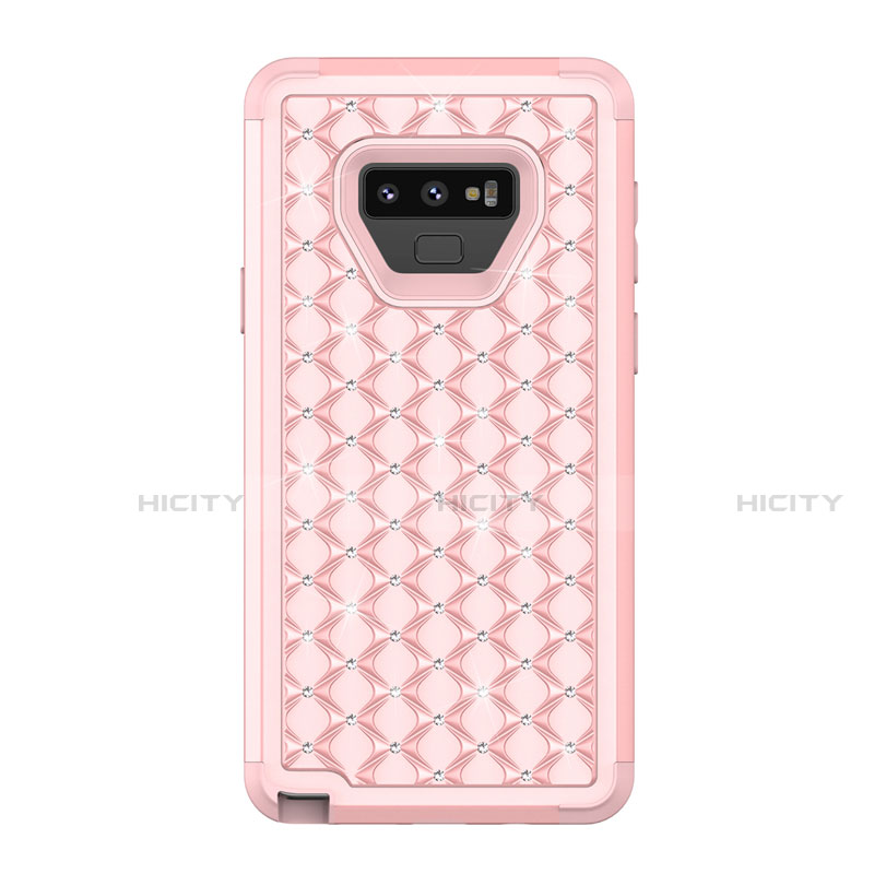 Silikon Hülle Handyhülle und Kunststoff Schutzhülle Tasche Vorder und Rückseite 360 Grad Bling-Bling U01 für Samsung Galaxy Note 9 Rosegold