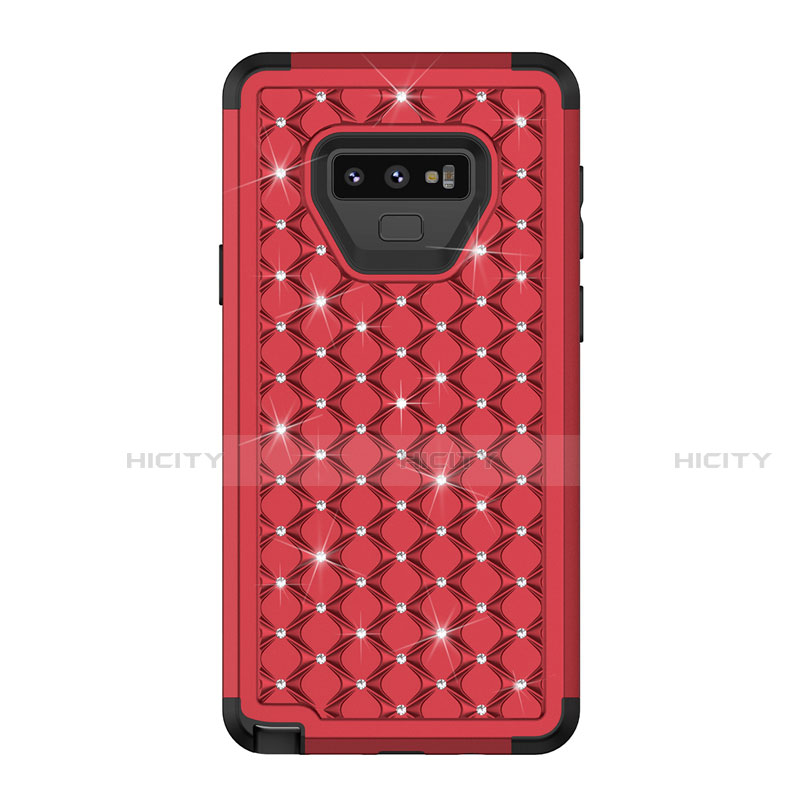 Silikon Hülle Handyhülle und Kunststoff Schutzhülle Tasche Vorder und Rückseite 360 Grad Bling-Bling U01 für Samsung Galaxy Note 9 Rot