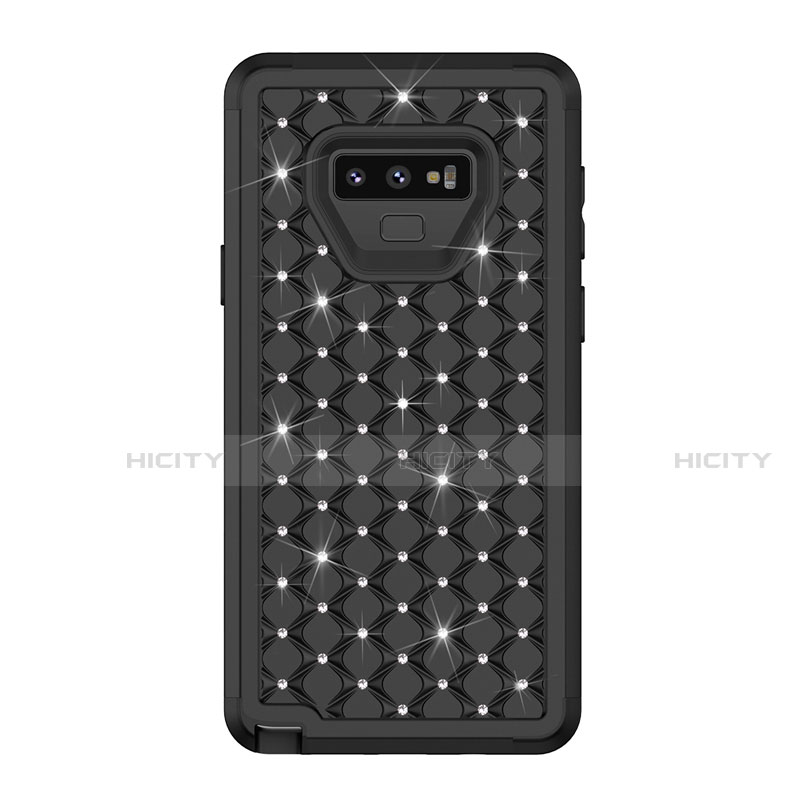 Silikon Hülle Handyhülle und Kunststoff Schutzhülle Tasche Vorder und Rückseite 360 Grad Bling-Bling U01 für Samsung Galaxy Note 9 Schwarz