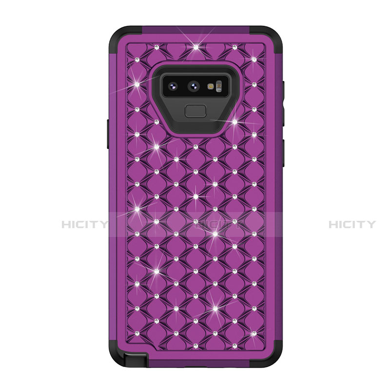 Silikon Hülle Handyhülle und Kunststoff Schutzhülle Tasche Vorder und Rückseite 360 Grad Bling-Bling U01 für Samsung Galaxy Note 9 Violett