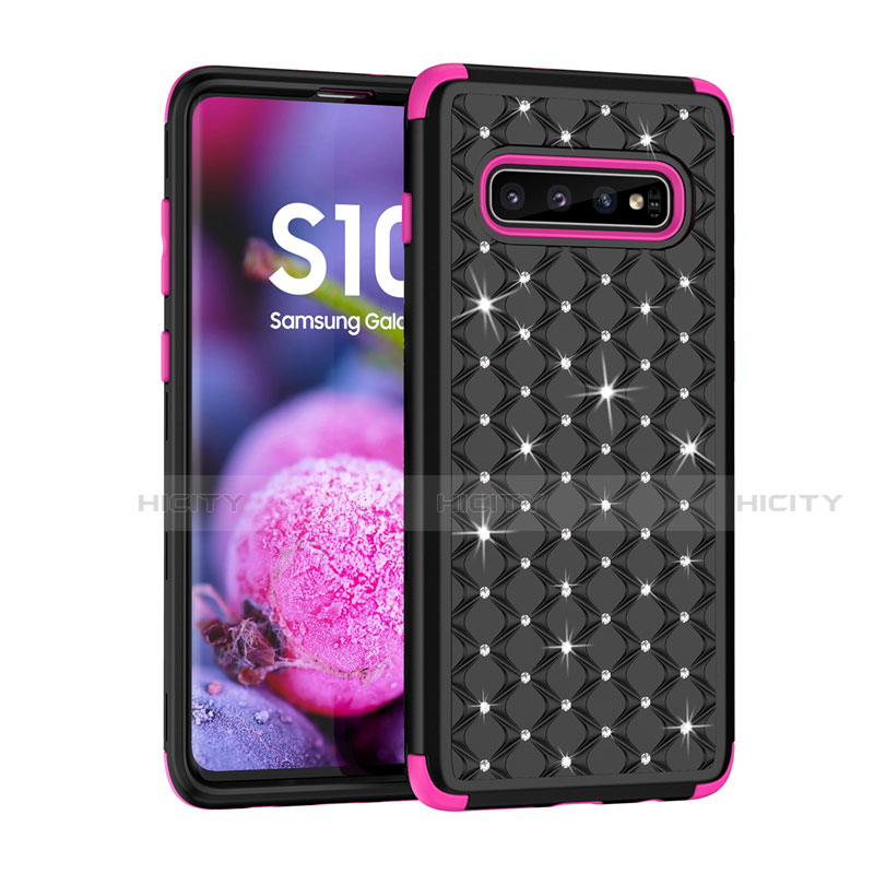 Silikon Hülle Handyhülle und Kunststoff Schutzhülle Tasche Vorder und Rückseite 360 Grad Bling-Bling U01 für Samsung Galaxy S10