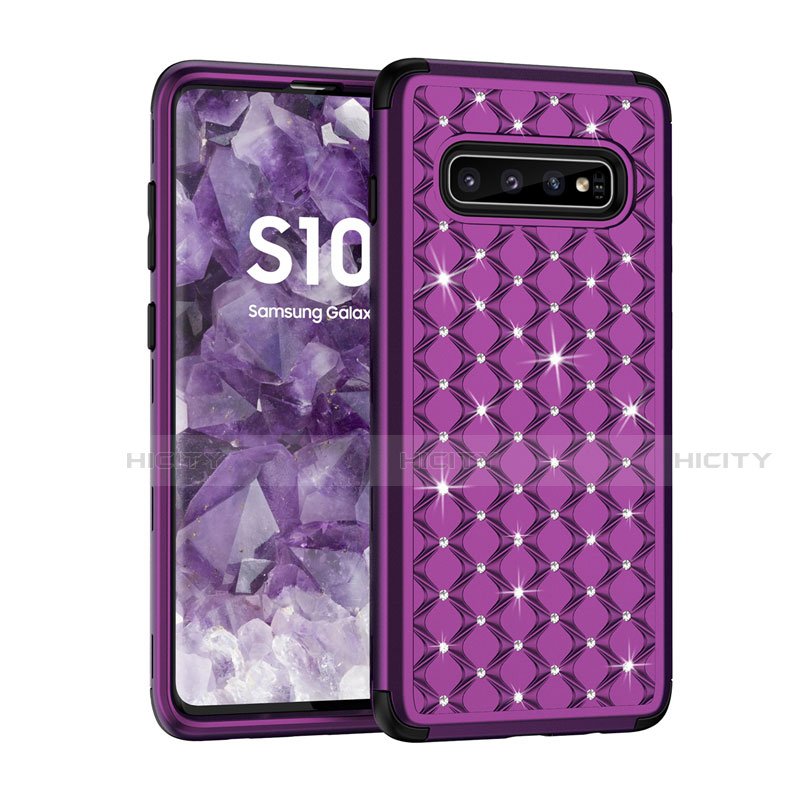 Silikon Hülle Handyhülle und Kunststoff Schutzhülle Tasche Vorder und Rückseite 360 Grad Bling-Bling U01 für Samsung Galaxy S10 groß