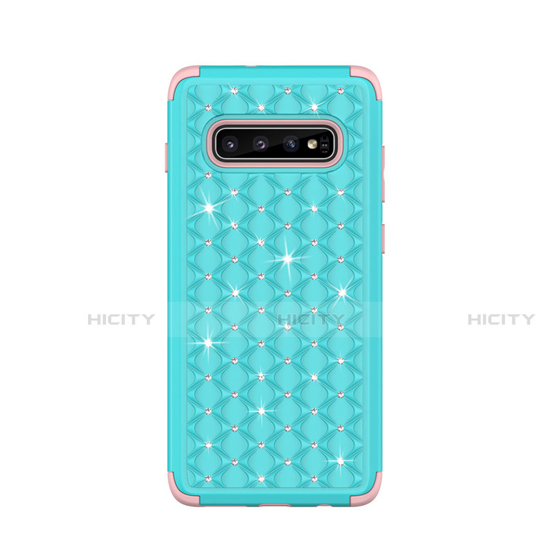 Silikon Hülle Handyhülle und Kunststoff Schutzhülle Tasche Vorder und Rückseite 360 Grad Bling-Bling U01 für Samsung Galaxy S10