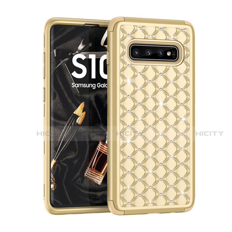 Silikon Hülle Handyhülle und Kunststoff Schutzhülle Tasche Vorder und Rückseite 360 Grad Bling-Bling U01 für Samsung Galaxy S10 5G