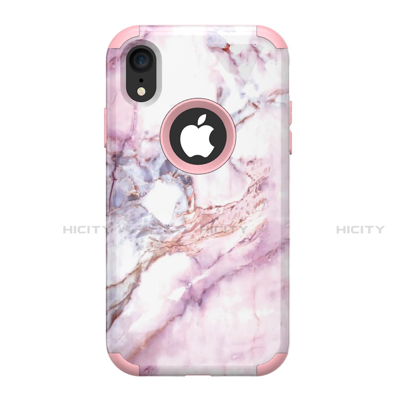 Silikon Hülle Handyhülle und Kunststoff Schutzhülle Tasche Vorder und Rückseite 360 Grad für Apple iPhone XR Rosegold