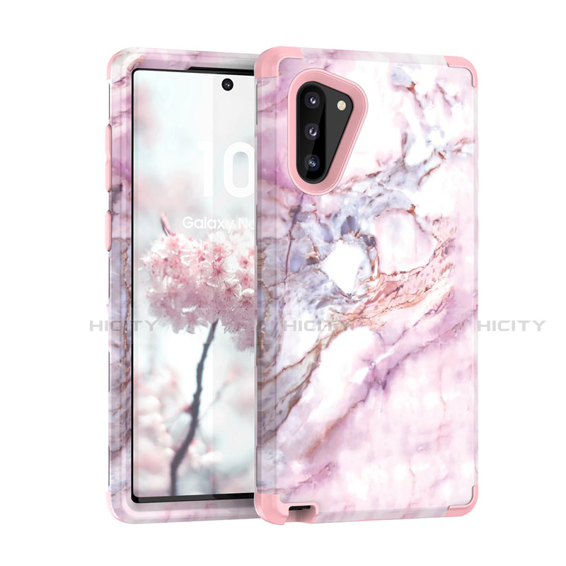 Silikon Hülle Handyhülle und Kunststoff Schutzhülle Tasche Vorder und Rückseite 360 Grad für Samsung Galaxy Note 10 Rosegold