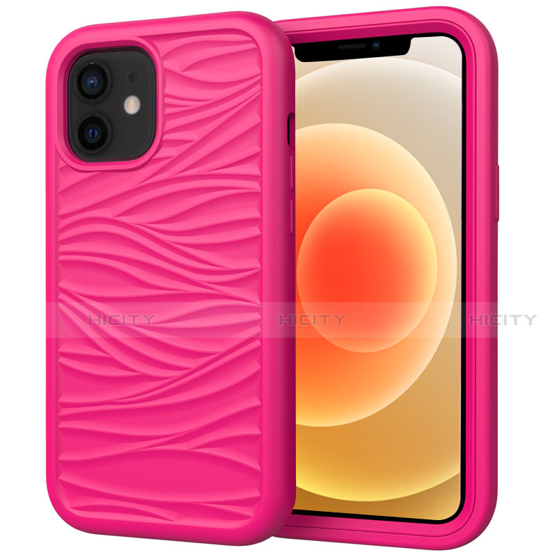 Silikon Hülle Handyhülle und Kunststoff Schutzhülle Tasche Vorder und Rückseite 360 Grad Ganzkörper R01 für Apple iPhone 12 Mini Pink