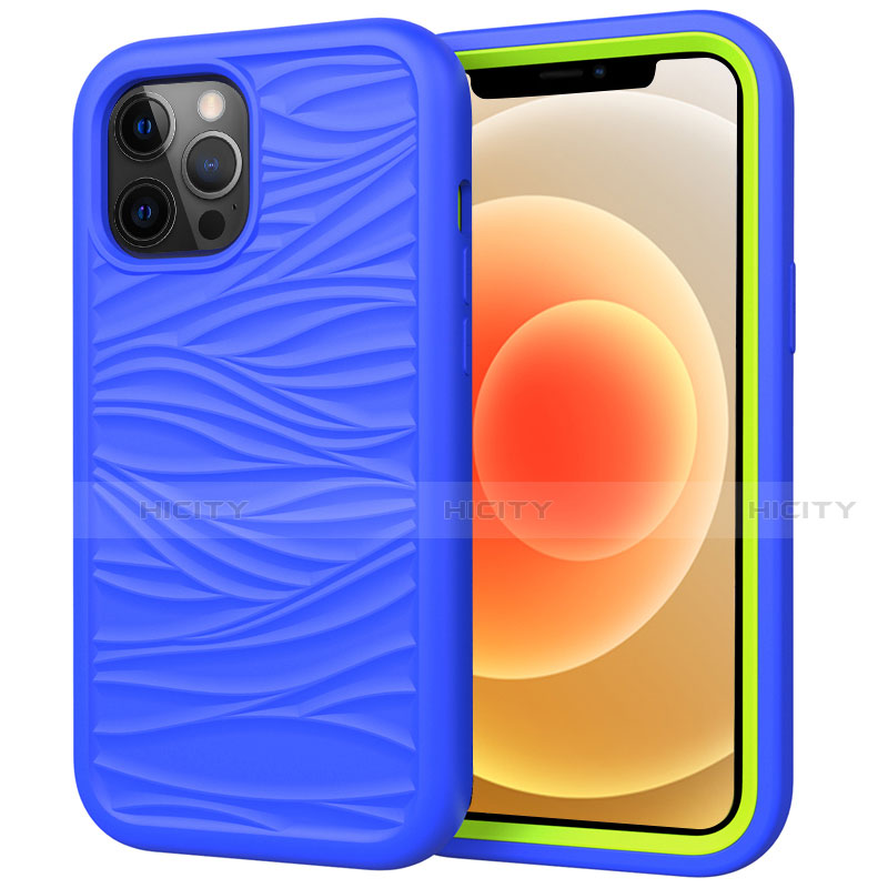 Silikon Hülle Handyhülle und Kunststoff Schutzhülle Tasche Vorder und Rückseite 360 Grad Ganzkörper R01 für Apple iPhone 12 Pro Max Blau