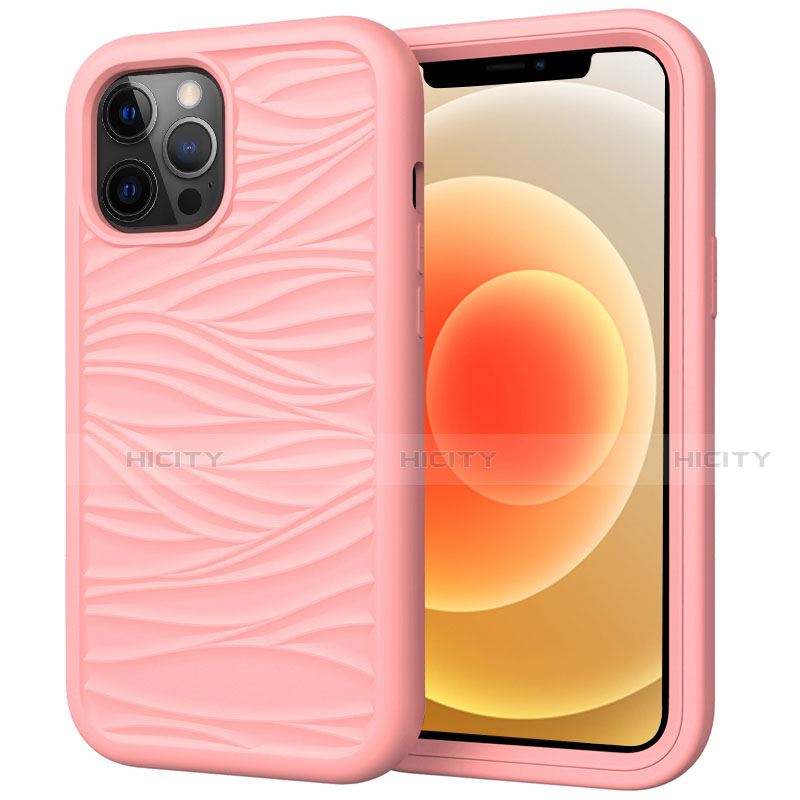 Silikon Hülle Handyhülle und Kunststoff Schutzhülle Tasche Vorder und Rückseite 360 Grad Ganzkörper R01 für Apple iPhone 12 Pro Max Rosa