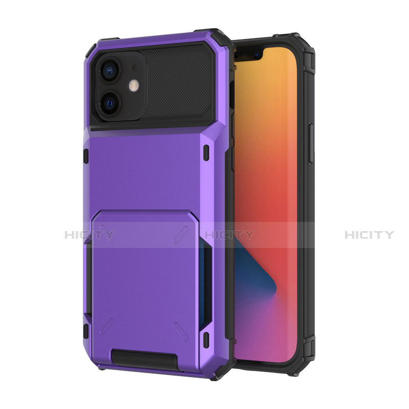 Silikon Hülle Handyhülle und Kunststoff Schutzhülle Tasche Vorder und Rückseite 360 Grad Ganzkörper R03 für Apple iPhone 12 Mini Violett