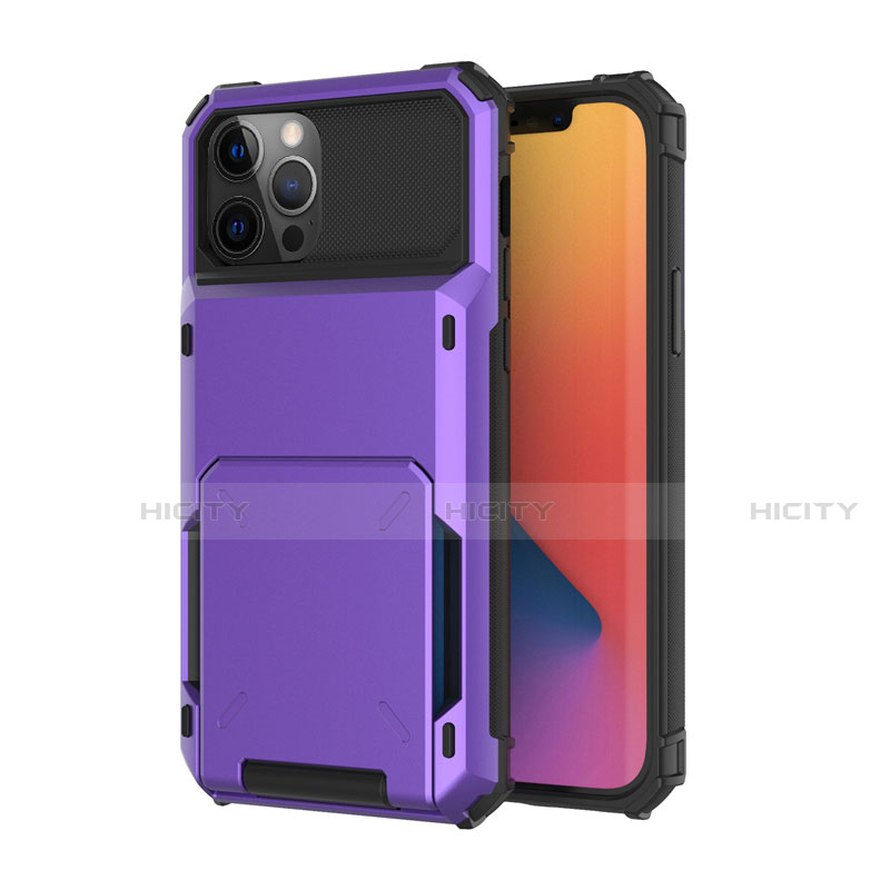 Silikon Hülle Handyhülle und Kunststoff Schutzhülle Tasche Vorder und Rückseite 360 Grad Ganzkörper R03 für Apple iPhone 12 Pro Max Violett