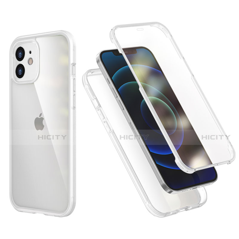 Silikon Hülle Handyhülle und Kunststoff Schutzhülle Tasche Vorder und Rückseite 360 Grad Ganzkörper R05 für Apple iPhone 12 Mini Klar