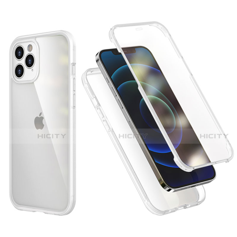 Silikon Hülle Handyhülle und Kunststoff Schutzhülle Tasche Vorder und Rückseite 360 Grad Ganzkörper R05 für Apple iPhone 12 Pro Klar