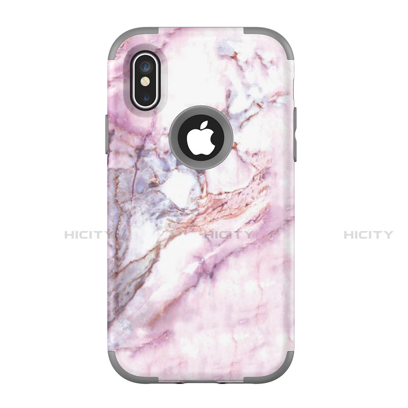 Silikon Hülle Handyhülle und Kunststoff Schutzhülle Tasche Vorder und Rückseite 360 Grad U01 für Apple iPhone Xs Grau