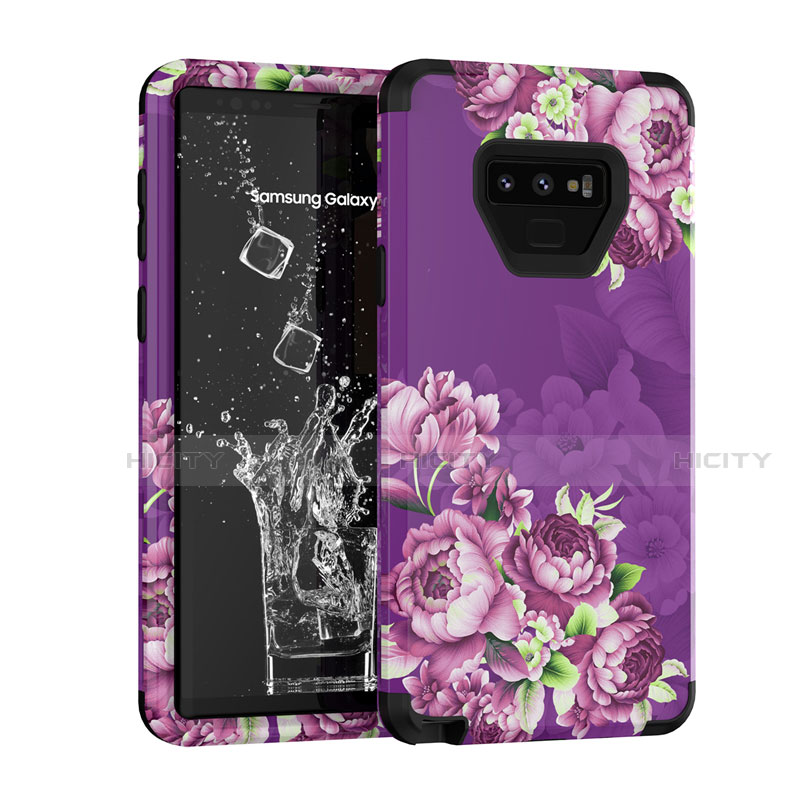 Silikon Hülle Handyhülle und Kunststoff Schutzhülle Tasche Vorder und Rückseite 360 Grad U01 für Samsung Galaxy Note 9 Violett