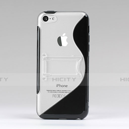 Silikon Hülle S-Line Stand Schutzhülle Durchsichtig Transparent für Apple iPhone 5C Schwarz