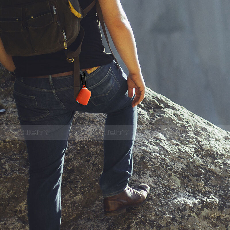 Silikon Hülle Schutzhülle Skin mit Karabiner für AirPods Ladekoffer A01 Rot