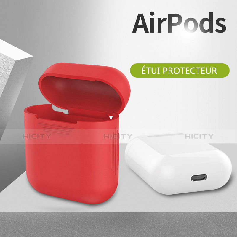 Silikon Hülle Schutzhülle Skin mit Karabiner für AirPods Ladekoffer A03 Rot