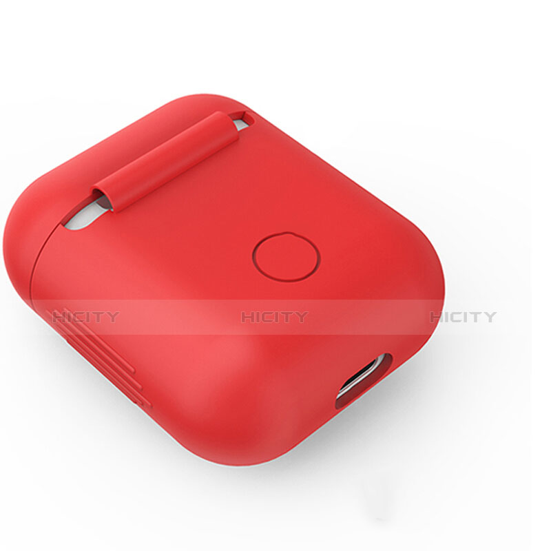 Silikon Hülle Schutzhülle Skin mit Karabiner für AirPods Ladekoffer A03 Rot