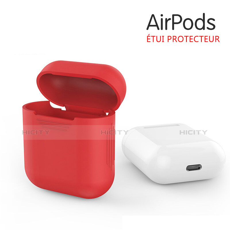 Silikon Hülle Schutzhülle Skin mit Karabiner für AirPods Ladekoffer A03 Rot