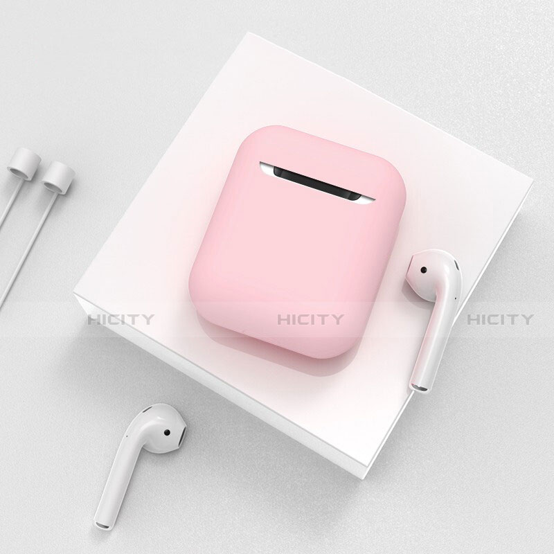 Silikon Hülle Schutzhülle Skin mit Karabiner für AirPods Ladekoffer C01 Rosa