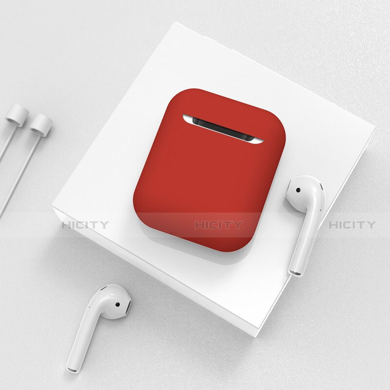 Silikon Hülle Schutzhülle Skin mit Karabiner für AirPods Ladekoffer C01 Rot