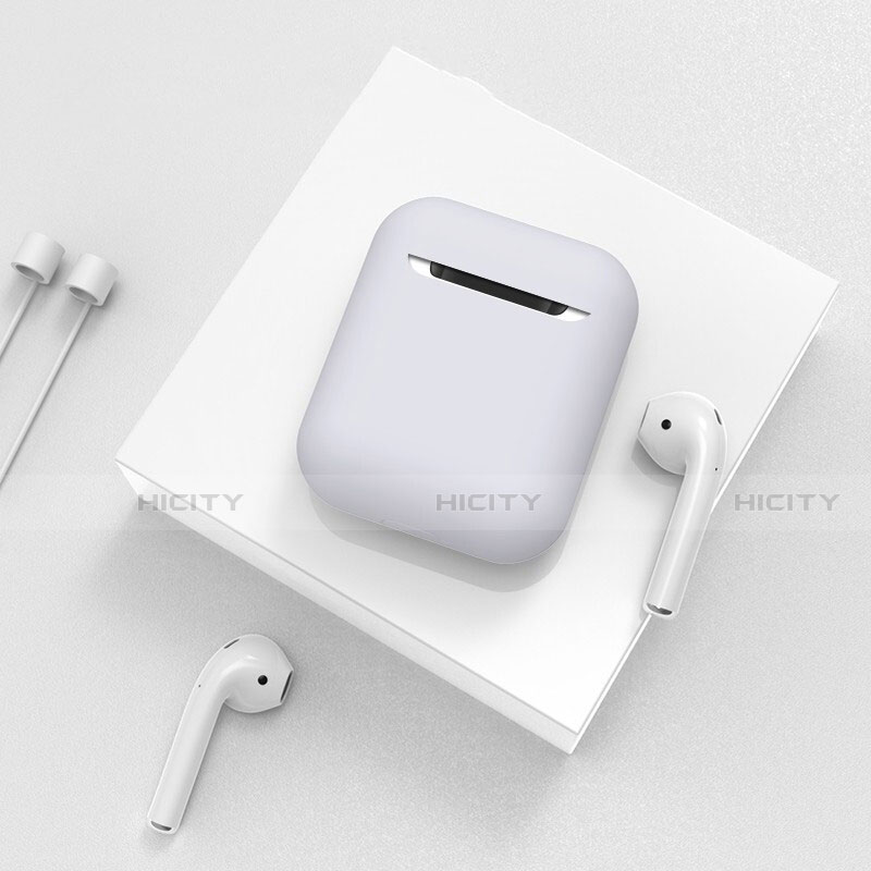 Silikon Hülle Schutzhülle Skin mit Karabiner für AirPods Ladekoffer C01 Silber