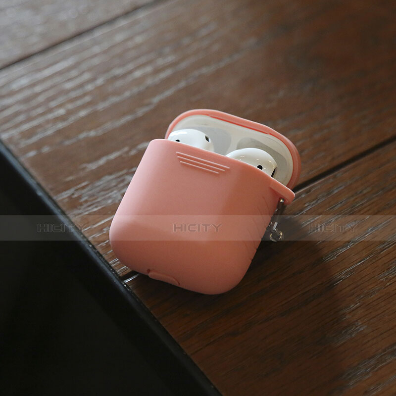 Silikon Hülle Schutzhülle Skin mit Karabiner für AirPods Ladekoffer Rosa groß