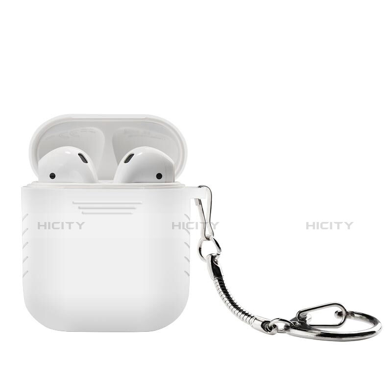 Silikon Hülle Schutzhülle Skin mit Karabiner für AirPods Ladekoffer Weiß