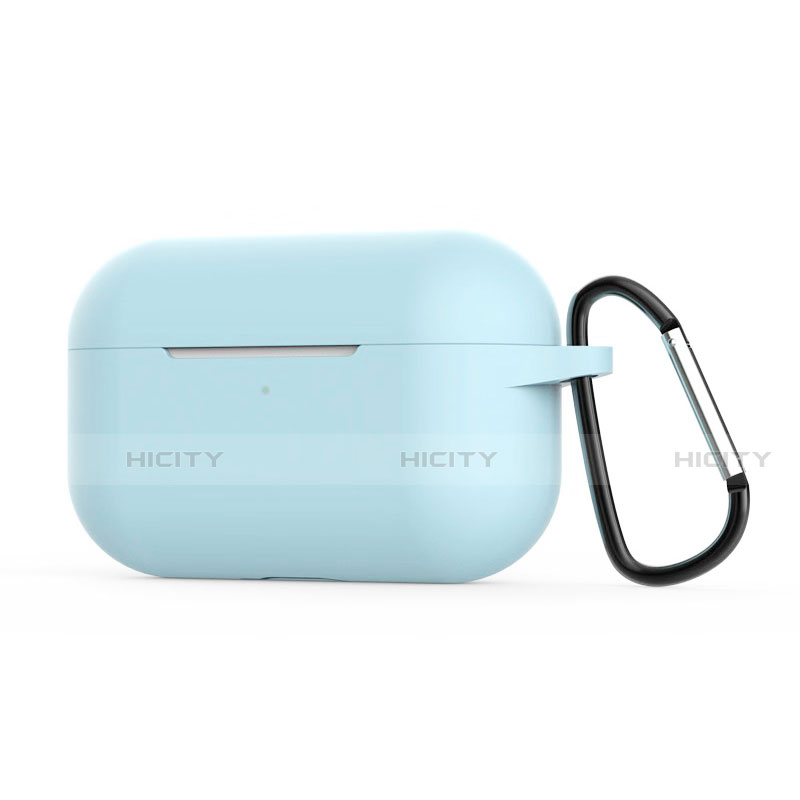 Silikon Hülle Schutzhülle Skin mit Karabiner für AirPods Pro Ladekoffer C02 Cyan