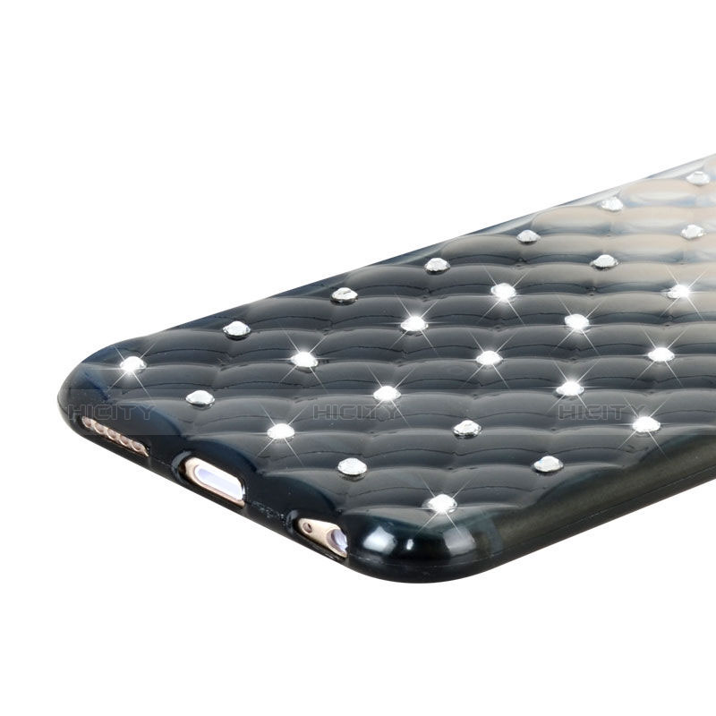 Silikon Hülle Strass Diamant Schutzhülle Durchsichtig Farbverlauf für Apple iPhone 6 Plus Schwarz